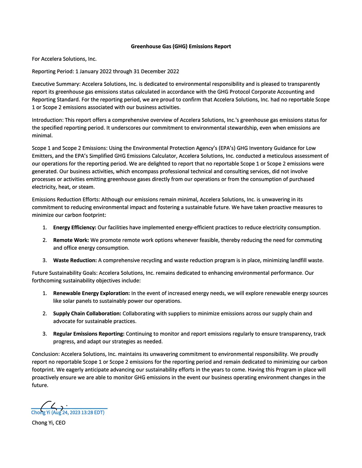 Greenhouse Gas Emissions Report 2022